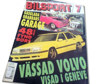 Framsidan av tidningen Bilsport nr 7/94 med Volvo 850 Turbo Plus 5 (senare T-5R) från premiärvisningen i Geneve 1994.